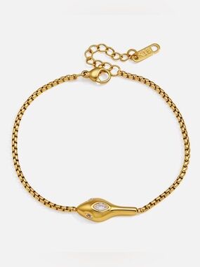 18K Gold Plated Cubic Zirconia Snake Head Bracelet